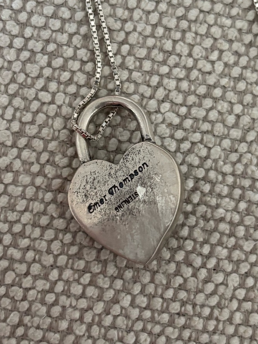 Silver Heart Padlock Necklace with Turquoise Stone - Picture 2 of 3